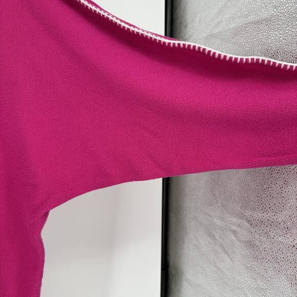 Aaeda Sweater Womens 2X Pink Pullover White Trim Stitch Dolman Sleeve Oversized - Picture 5 of 10